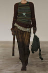 SWAYING 25 Fall/Winter Collection: Woolen A-line skirt with tie-up detail and gradient design SW-SW25AW3B08C1S2-HZ (Yellow-Brown)